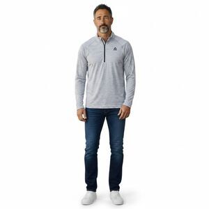 Reebok Mens 1/4 Zip Pullover Sweatshirt Gray 2XL